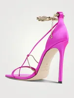 Oriana Chain-Embellished Satin Sandals