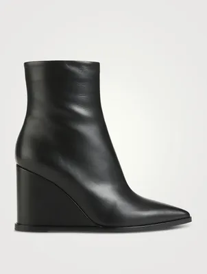 Leather Wedge Ankle Boots