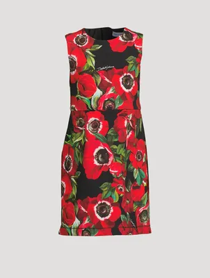 Sleeveless Dress In Poppy Print