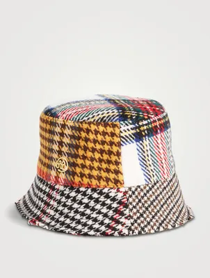 Lampshade Bucket Hat In Houndstooth