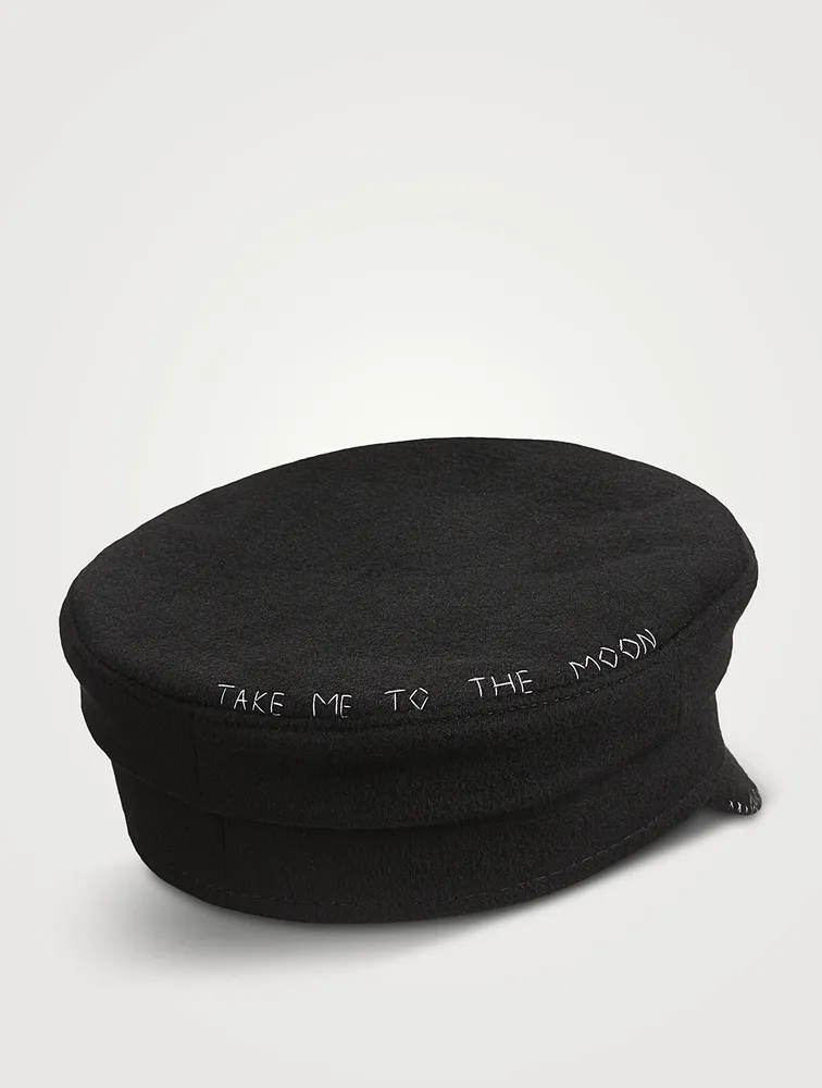 Over The Moon Wool Baker Boy Cap