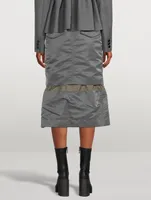 Nylon Twill Mix Midi Skirt