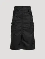 Nylon Twill Mix Cargo Skirt