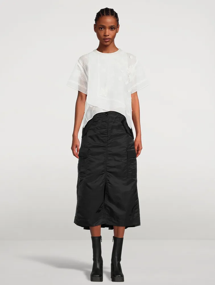 Nylon Twill Mix Cargo Skirt