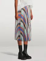 Pleated Midi Skirt Plaid Print