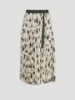 Pleated Midi Skirt Floral Print