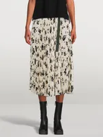 Pleated Midi Skirt Floral Print