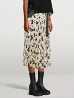 Pleated Midi Skirt Floral Print