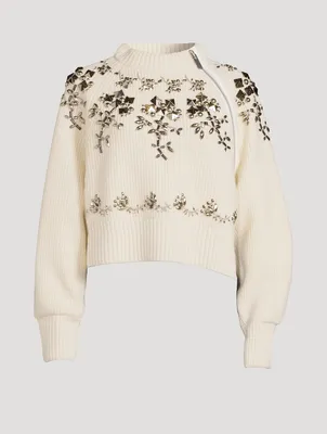 Flower Studs Wool Sweater