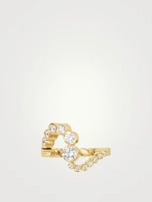 Grand Ensemble Ocean 18K Gold Engagement Ring With Diamonds