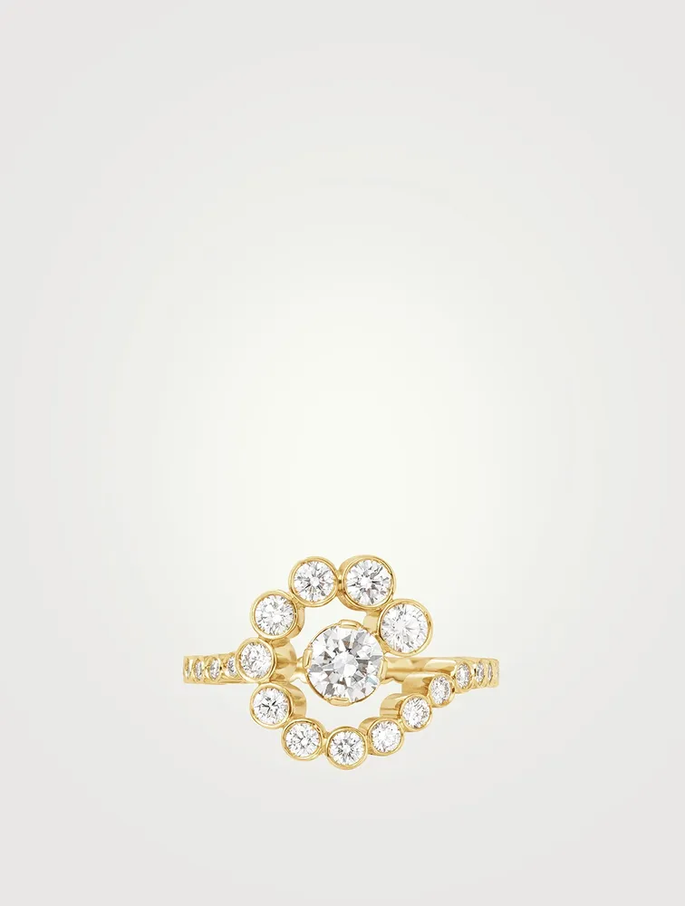 Escargot De Diamant 18K Gold Engagement Ring With Diamonds