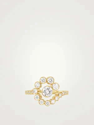 Escargot De Diamant 18K Gold Engagement Ring With Diamonds