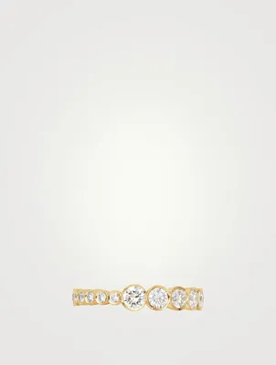 Ensemble Croissant 18K Gold Engagement Ring With Diamonds