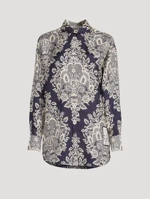 Pattie Printed Silk Habotai Shirt