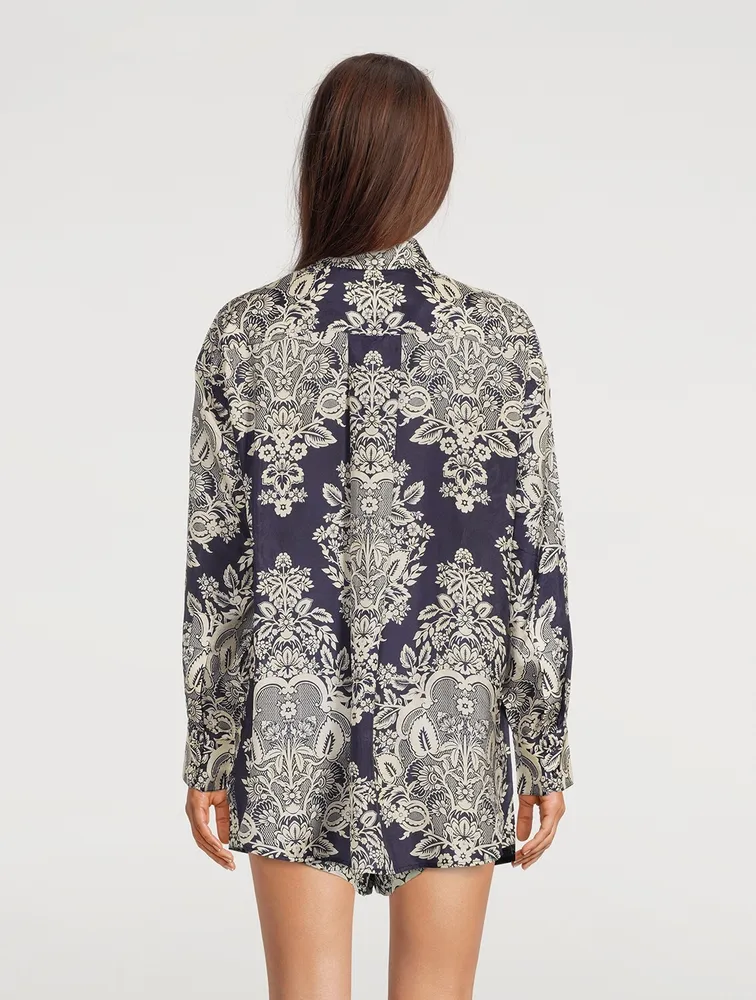 Pattie Printed Silk Habotai Shirt