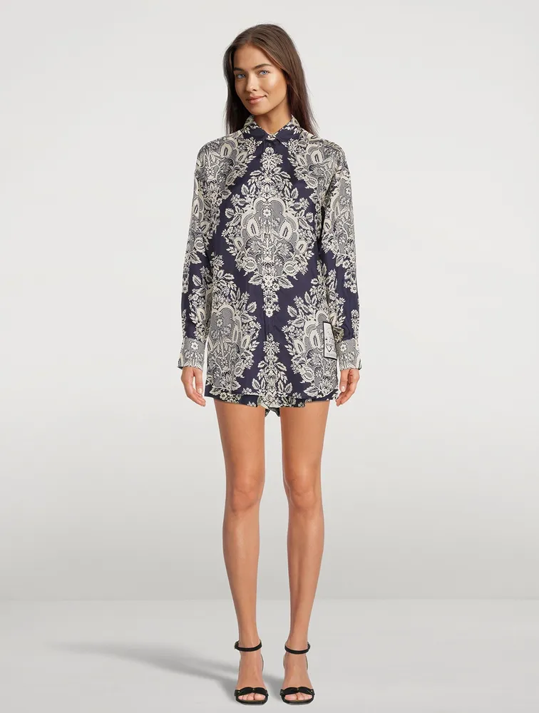 Pattie Printed Silk Habotai Shirt