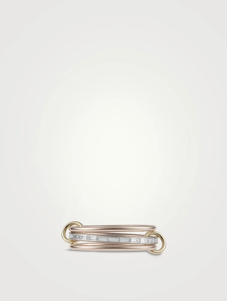 Rhea 18K Gold Stacked Ring With Diamonds