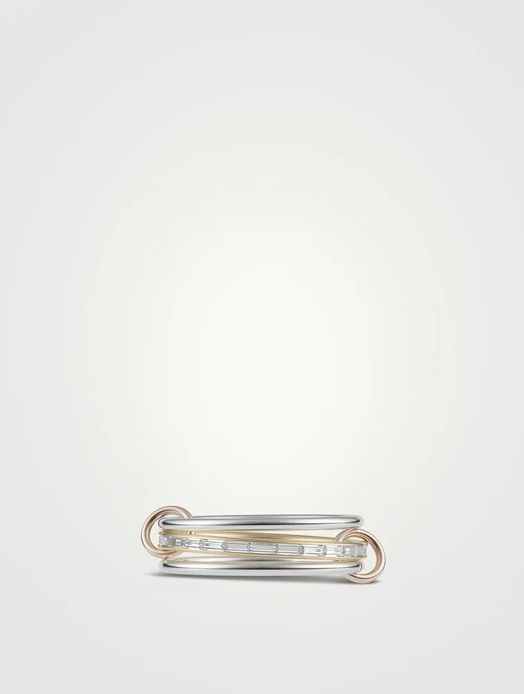 Rhea MX 18K Gold Stacked Ring With Diamonds