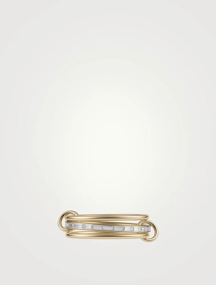 Rhea YG 18K Gold Stacked Ring With Diamonds