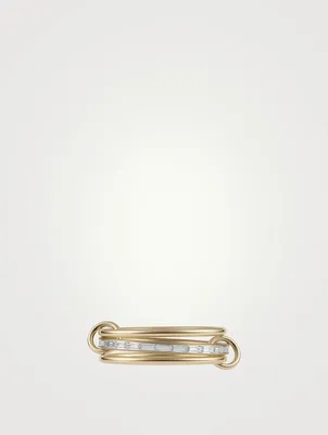 Rhea YG 18K Gold Stacked Ring With Diamonds