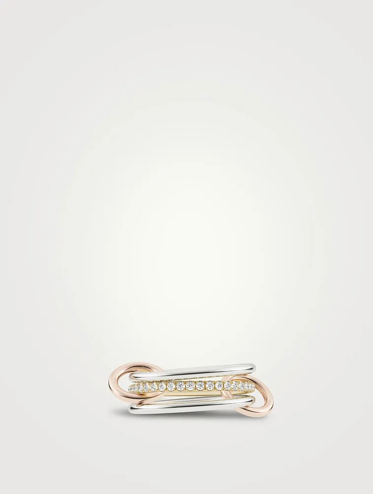 Sonny MX 18K Gold Stacked Ring With Diamonds