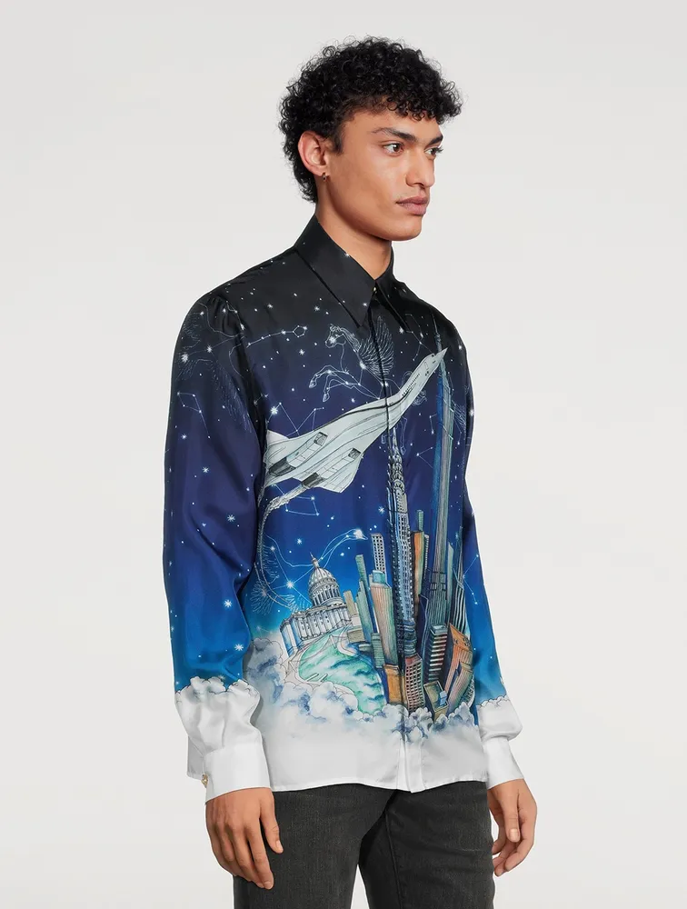 Silk Shirt With Jet Artwork