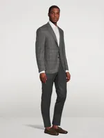 Wool Single-Breasted Jacket Check Print