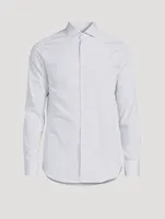 Cotton Slim-Fit Dress Shirt Grid Print