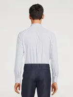 Cotton Slim-Fit Dress Shirt Grid Print