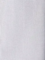 Cotton Slim-Fit Dress Shirt Grid Print