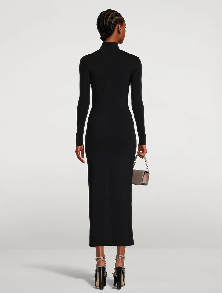 Bow-Trimmed Cut-Out Midi Dress