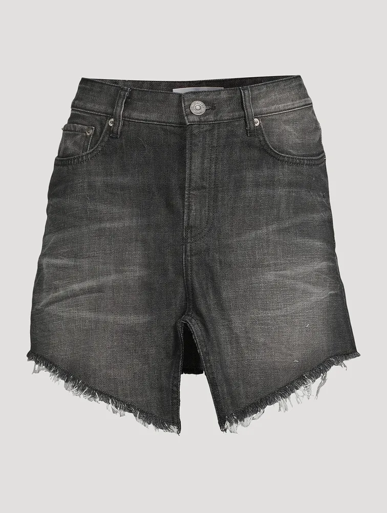 Cut-Up Denim Mini Skirt
