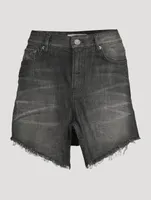 Cut-Up Denim Mini Skirt