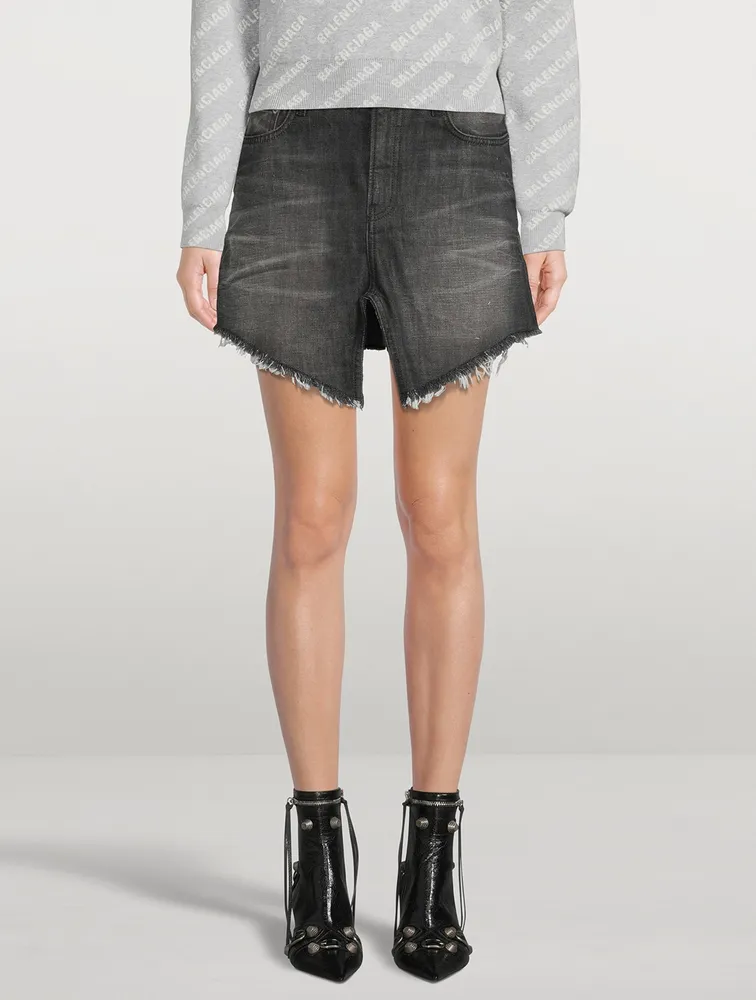 Cut-Up Denim Mini Skirt