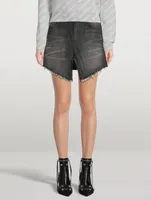 Cut-Up Denim Mini Skirt