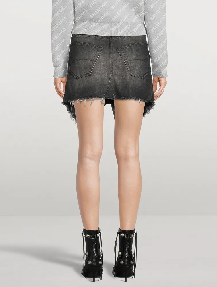 Cut-Up Denim Mini Skirt
