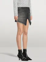 Cut-Up Denim Mini Skirt