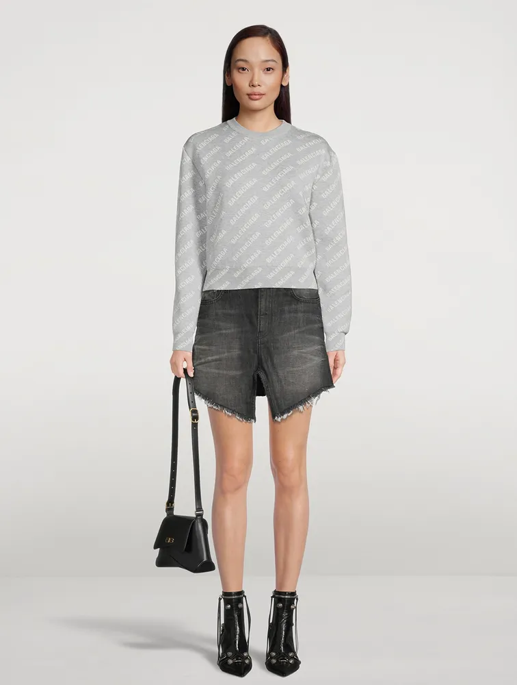 Cut-Up Denim Mini Skirt
