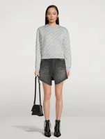 Cut-Up Denim Mini Skirt