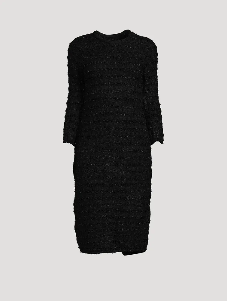 Back-to-Front Tweed Midi Dress