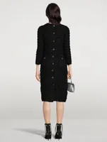 Back-to-Front Tweed Midi Dress