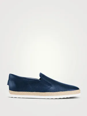 Leather Slip-On Espadrille Shoes