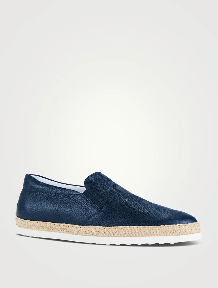 Leather Slip-On Espadrille Shoes