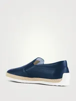 Leather Slip-On Espadrille Shoes