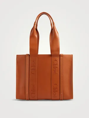 Medium Woody Leather Tote Bag