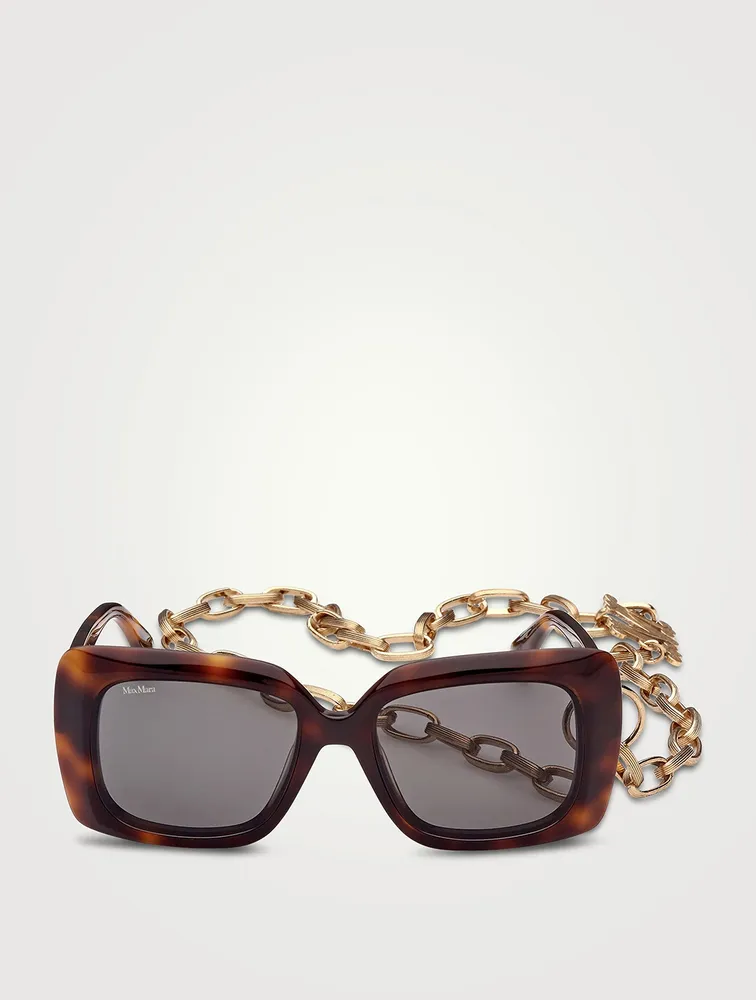 Square Sunglasses With Chain