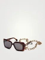 Square Sunglasses With Chain