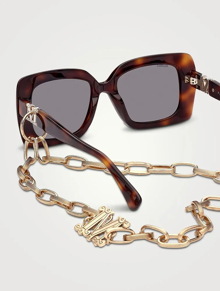 Square Sunglasses With Chain