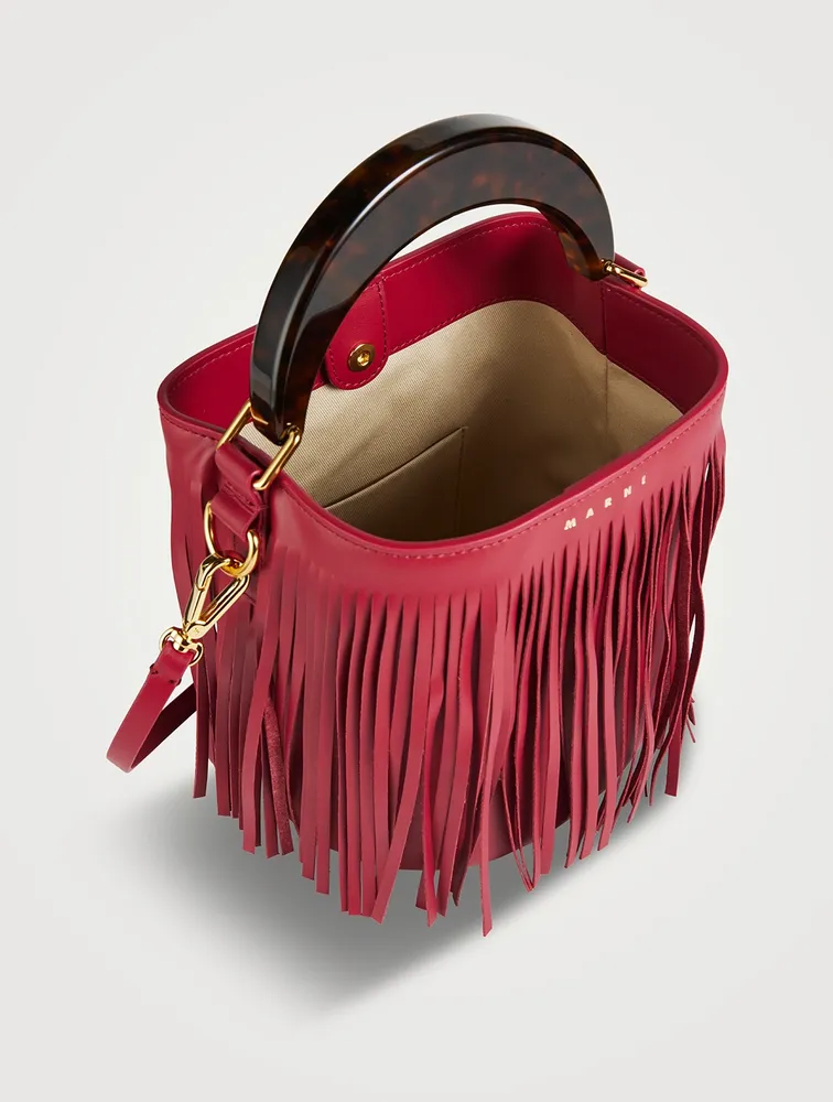 Small Venice Fringe Leather Bucket Bag