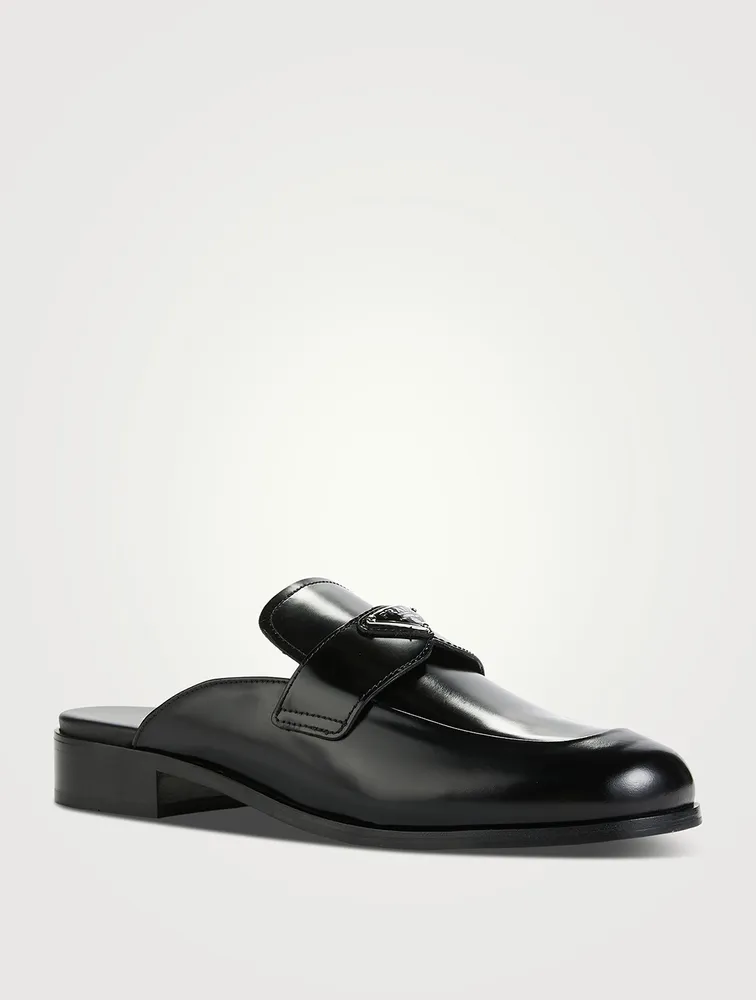 Brushed Leather Loafer Mules
